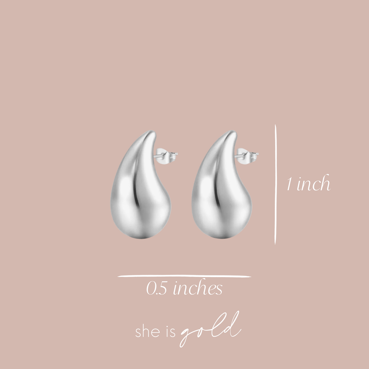 Bold Drop Studs | Silver