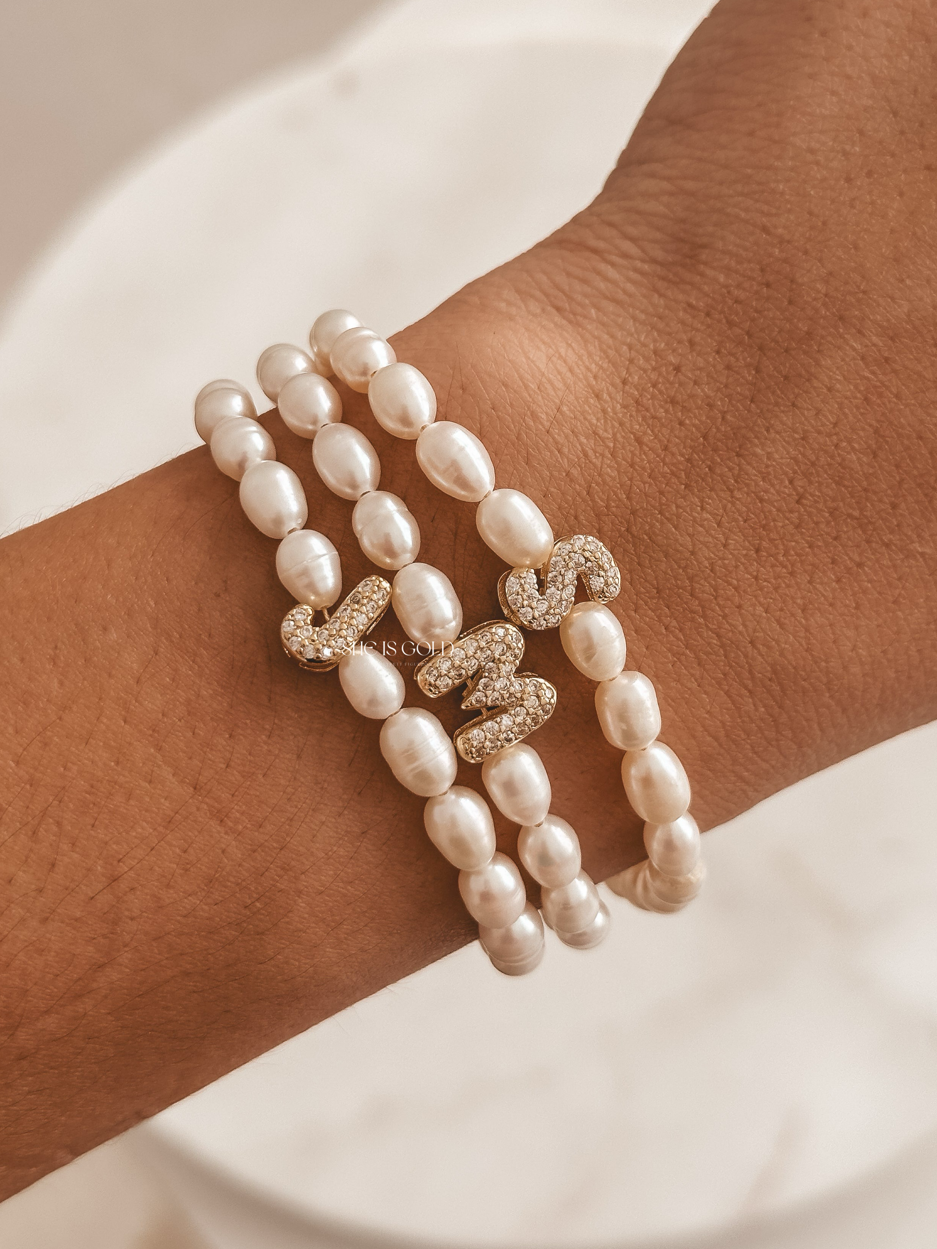 Perlada Initial Bracelet – She is Gold Jewelry