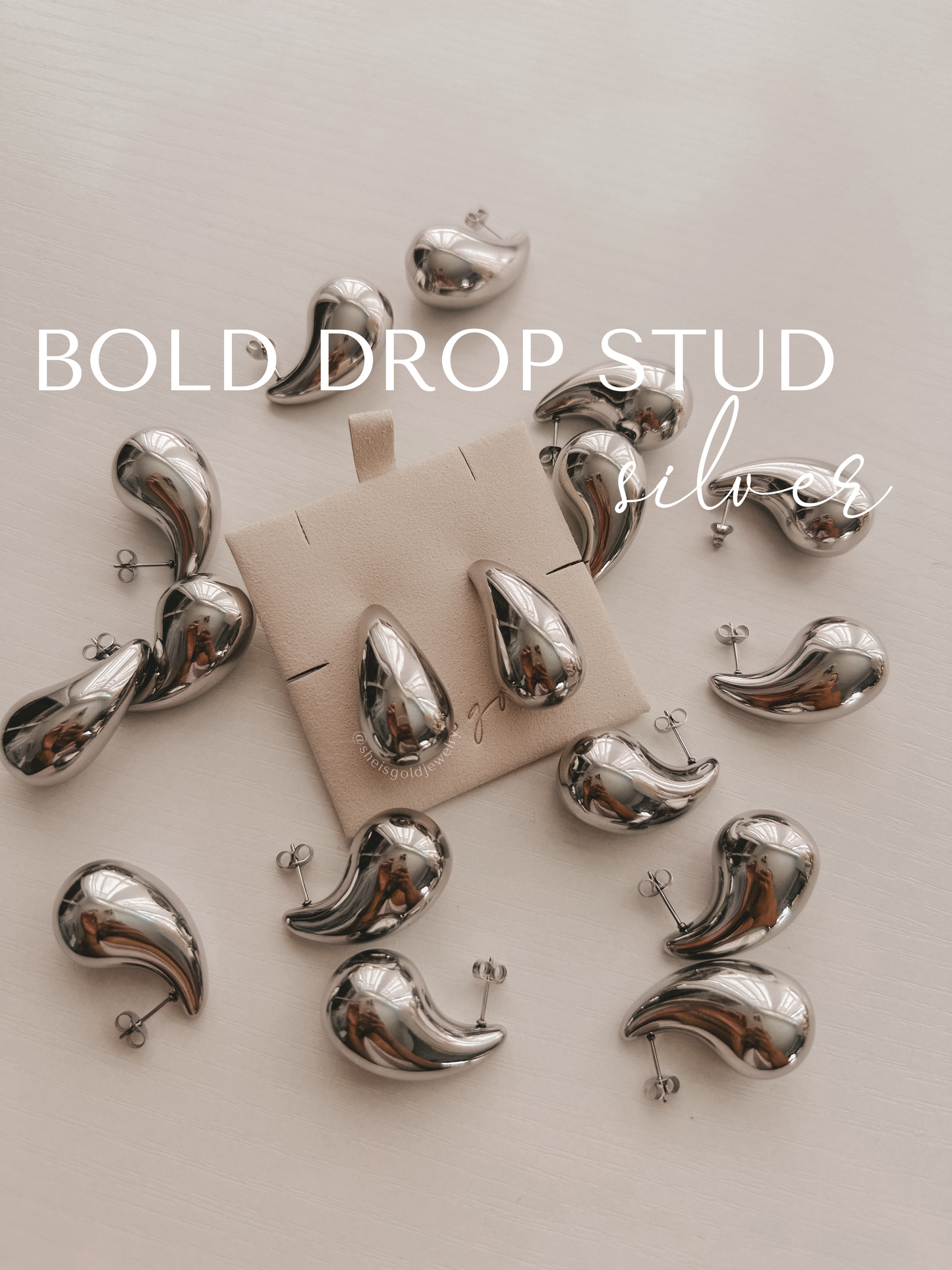 Bold Drop Studs | Silver