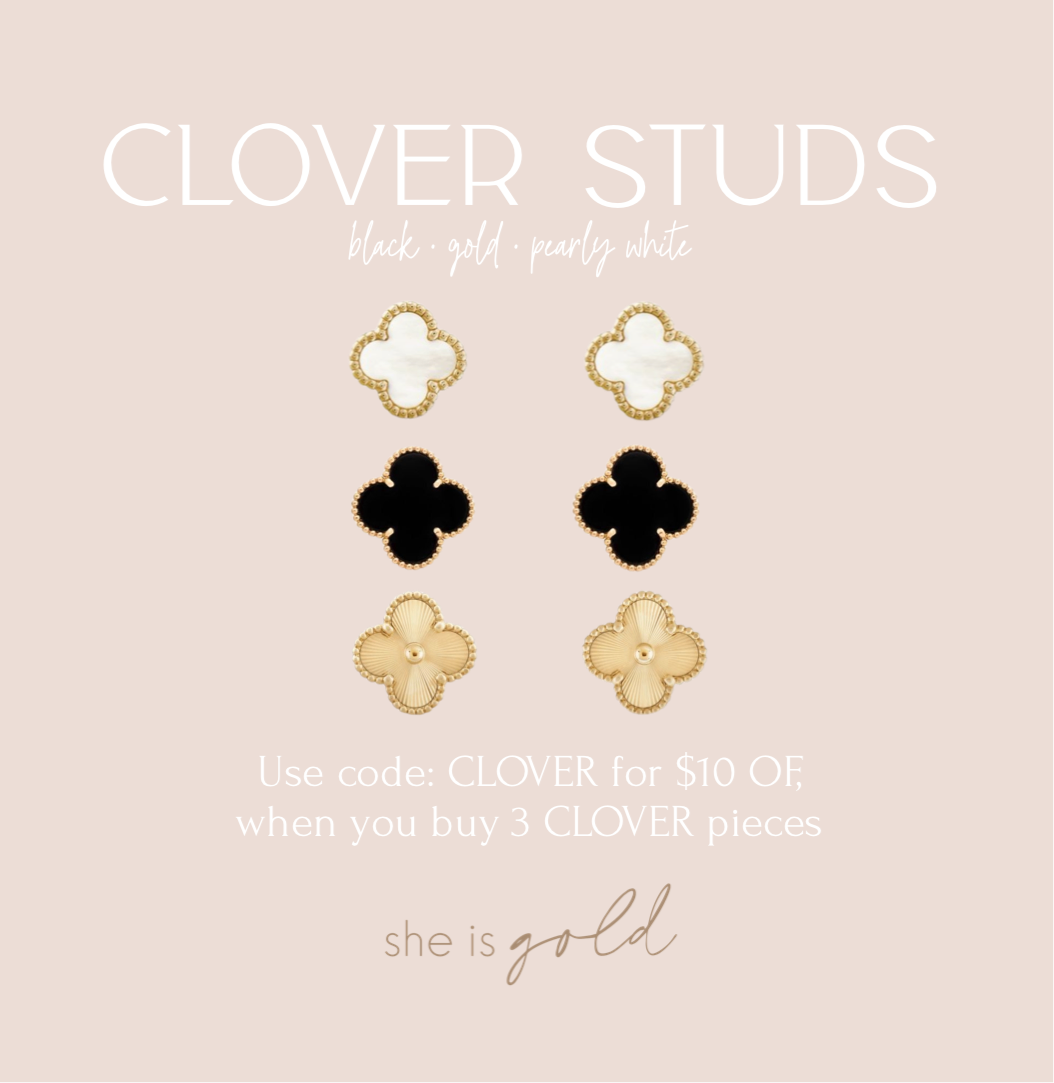 Clover Studs | Pearl White