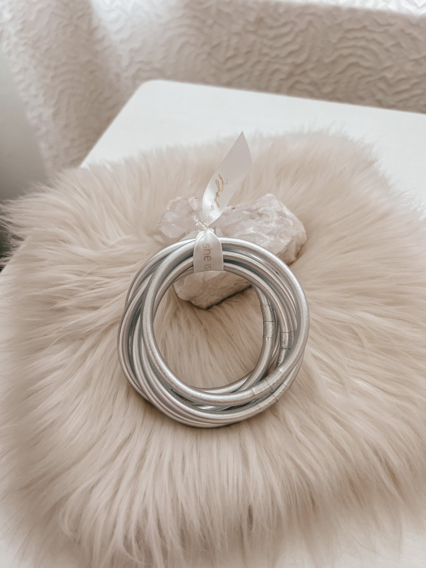 Matte Silver Jelly Bangles - Set of 5