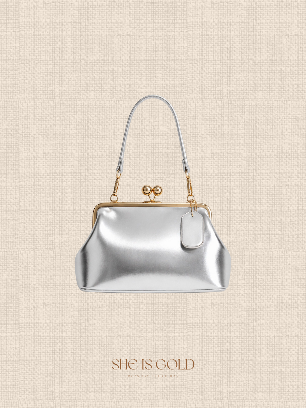 Silver Kiss-Lock Bag - Small