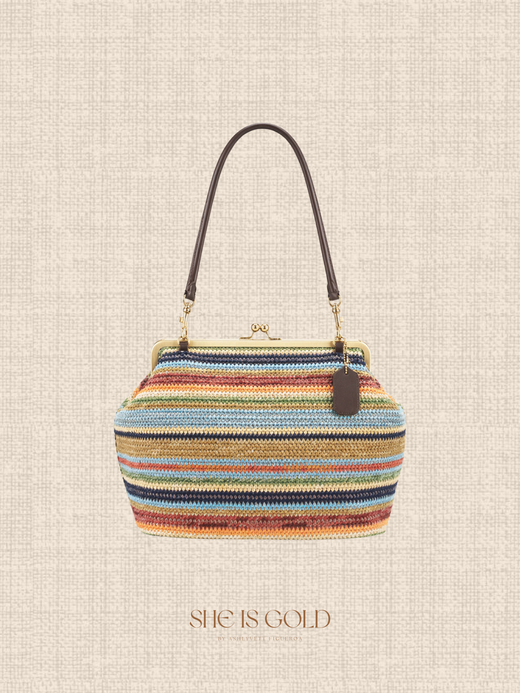 Crescent Rainbow Straw Bag - Big