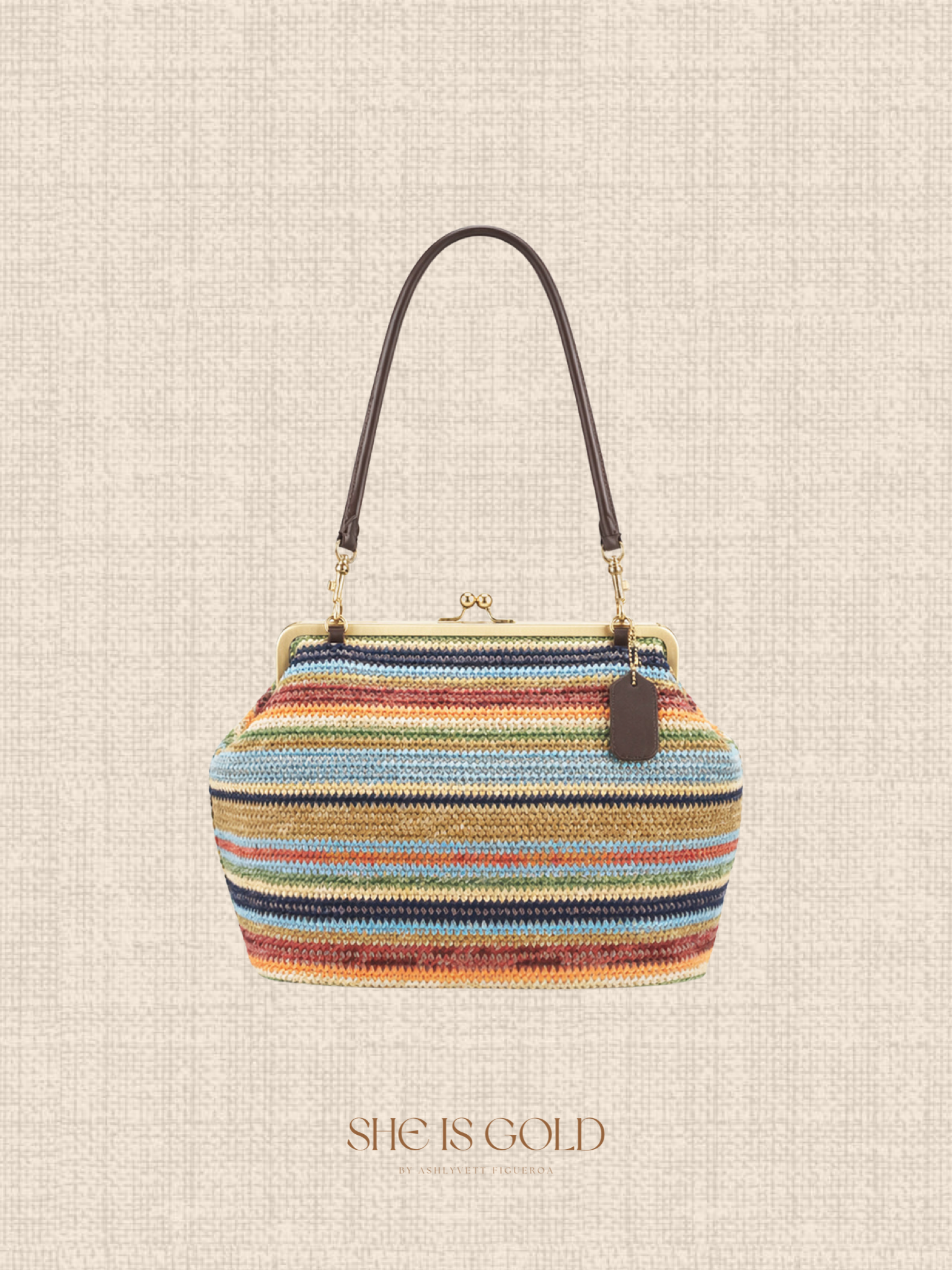 Crescent Rainbow Straw Bag - Big