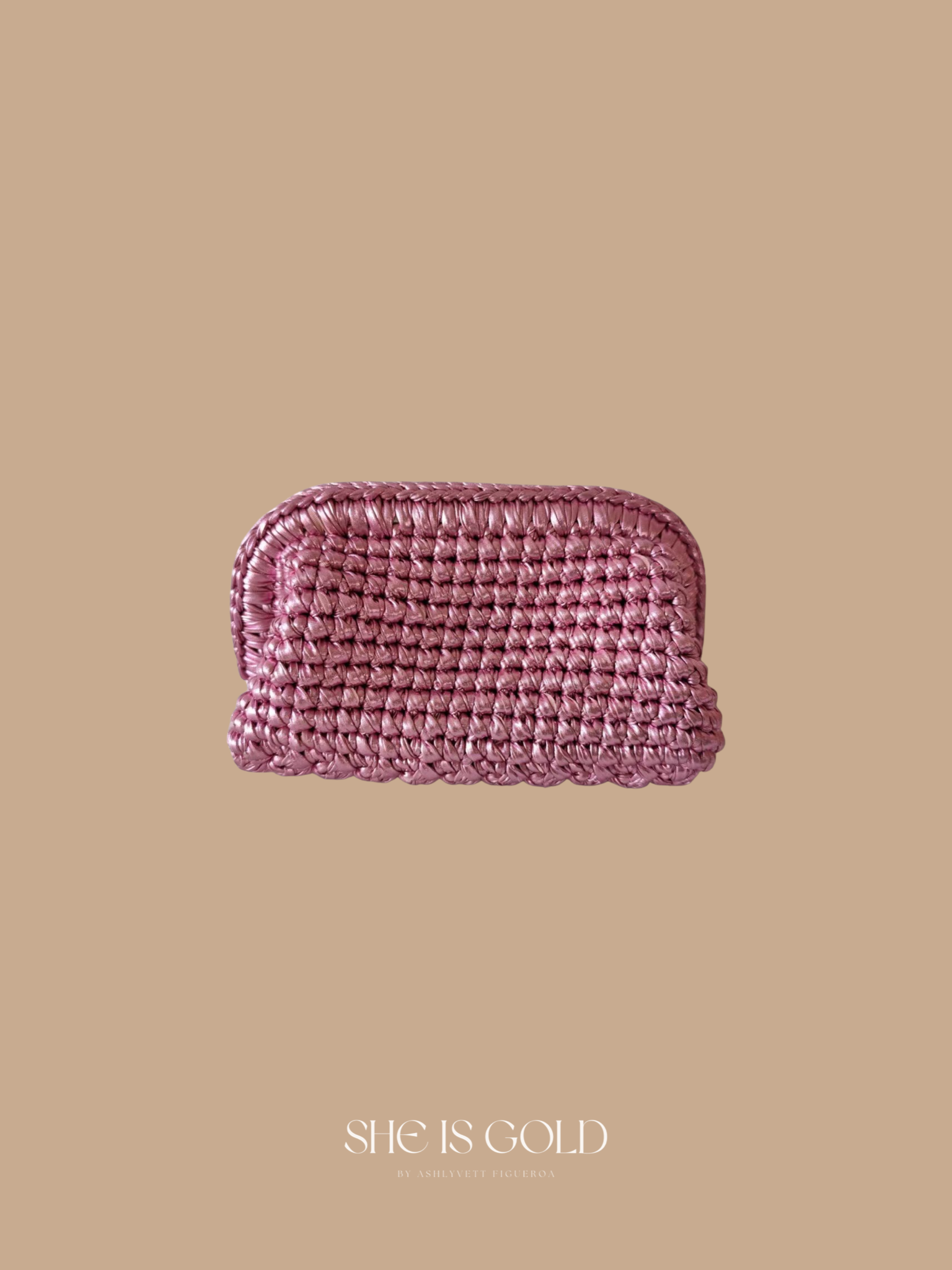 Pink Woven Clutch