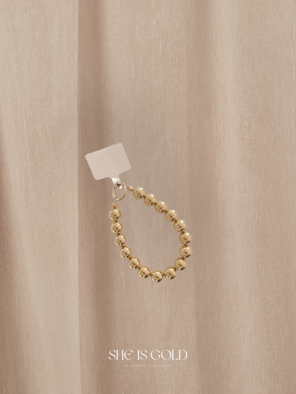 Golden Beaded Phone Chain