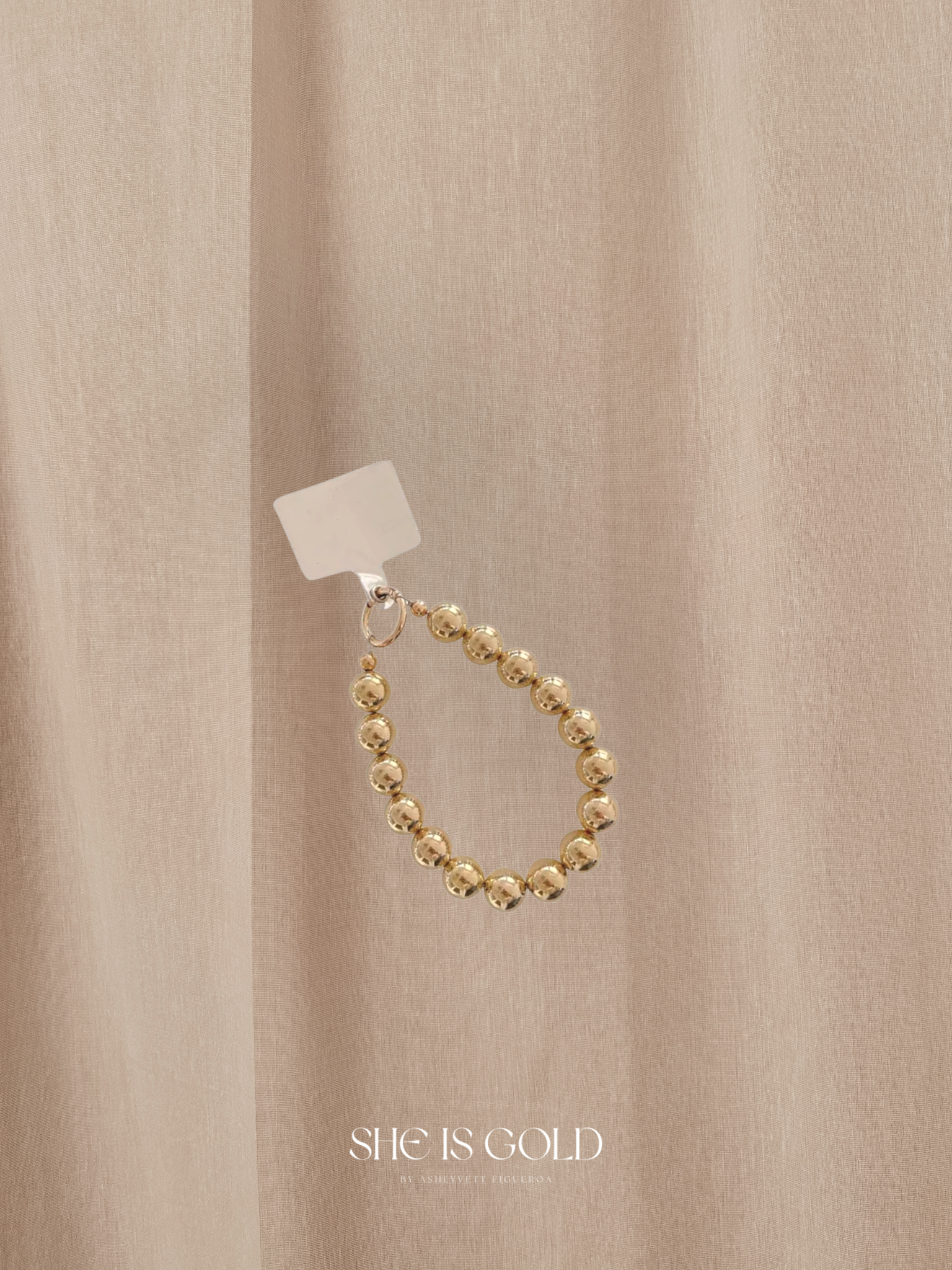 Golden Beaded Phone Chain