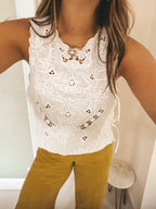 Embroidered White Top