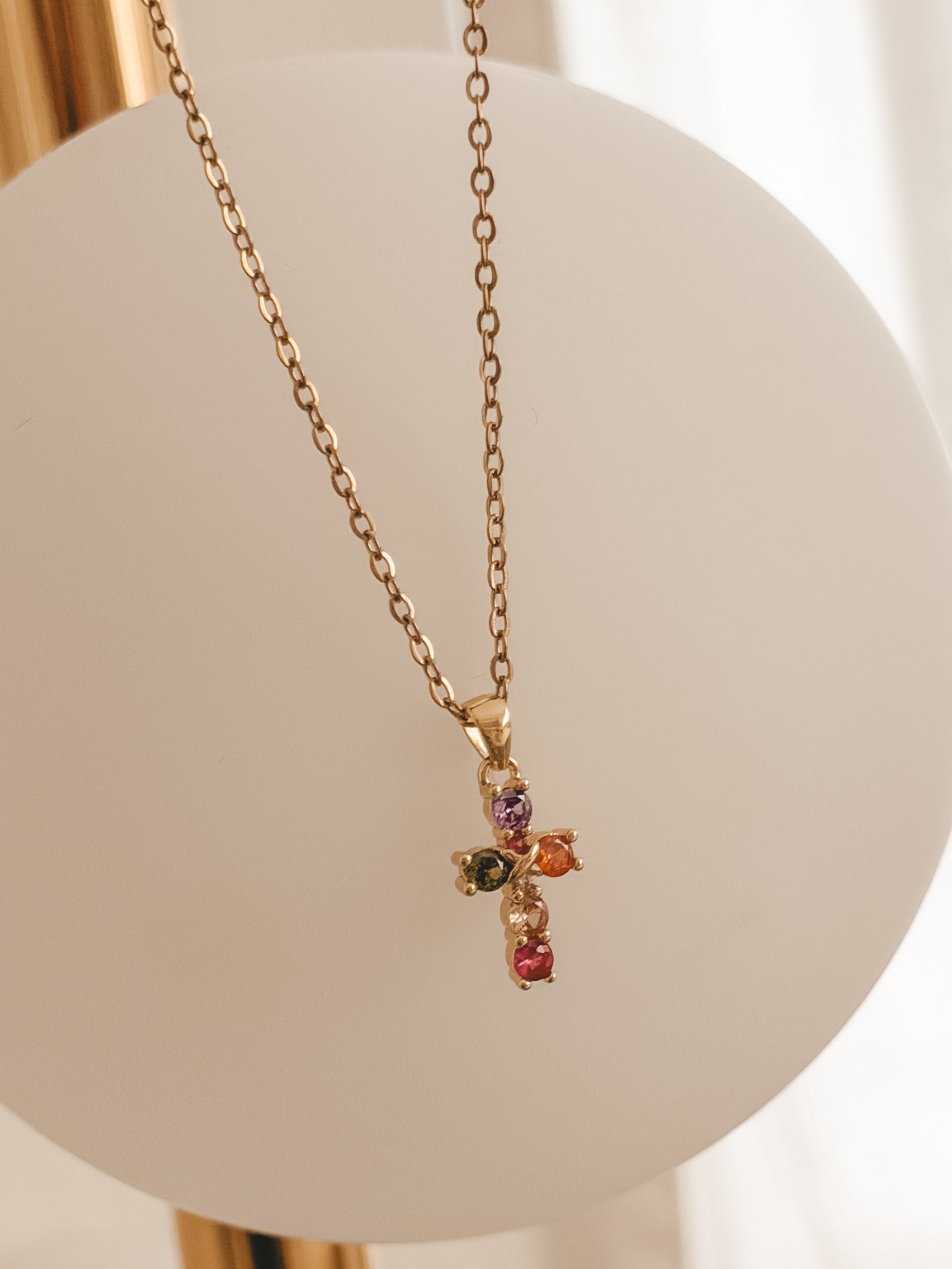 Rainbow Cross Necklace