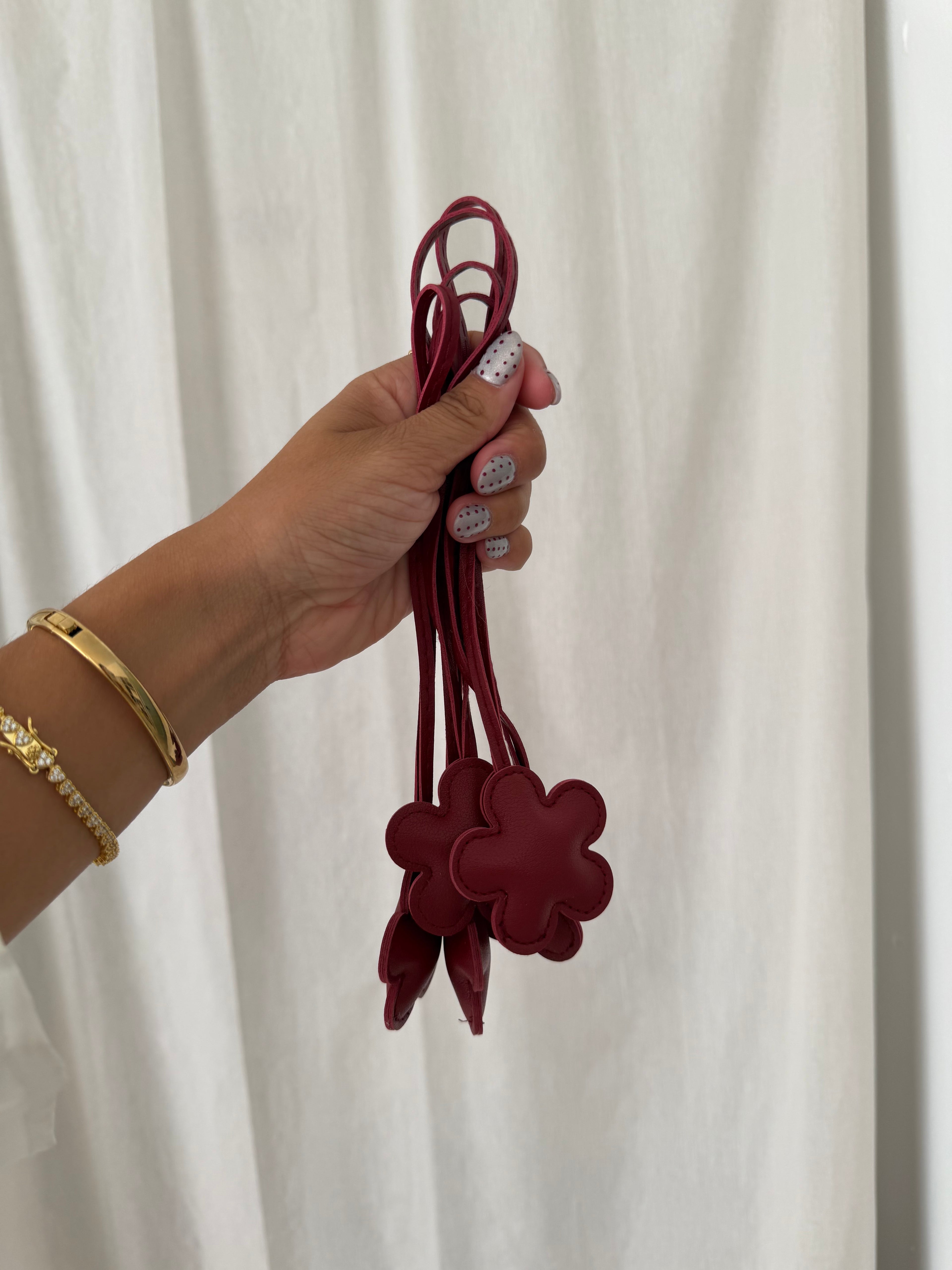 Wine Red Flower Bag Charm