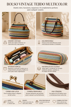 Crescent Rainbow Straw Bag - Big