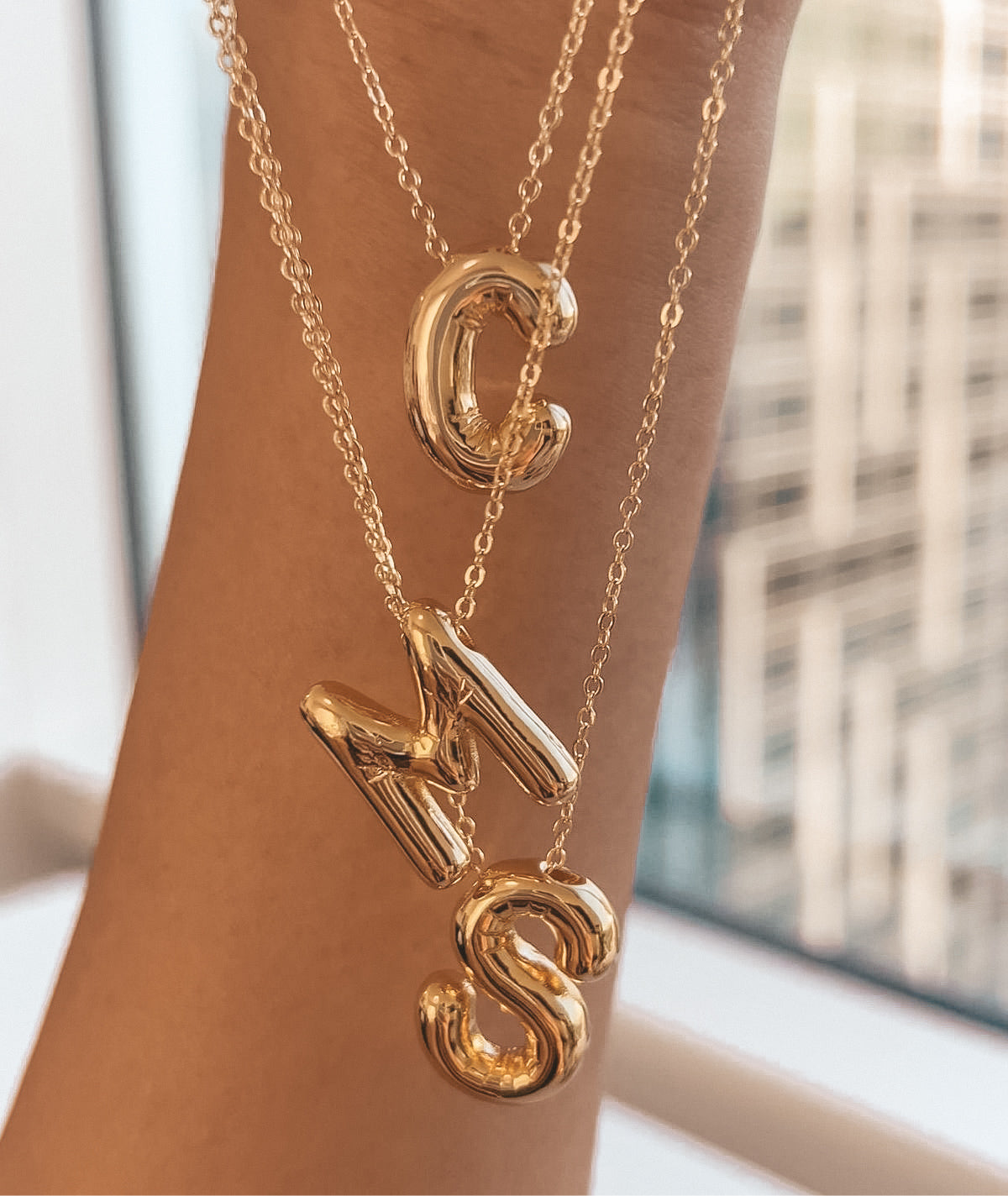 Solid Bubble Initial Necklace