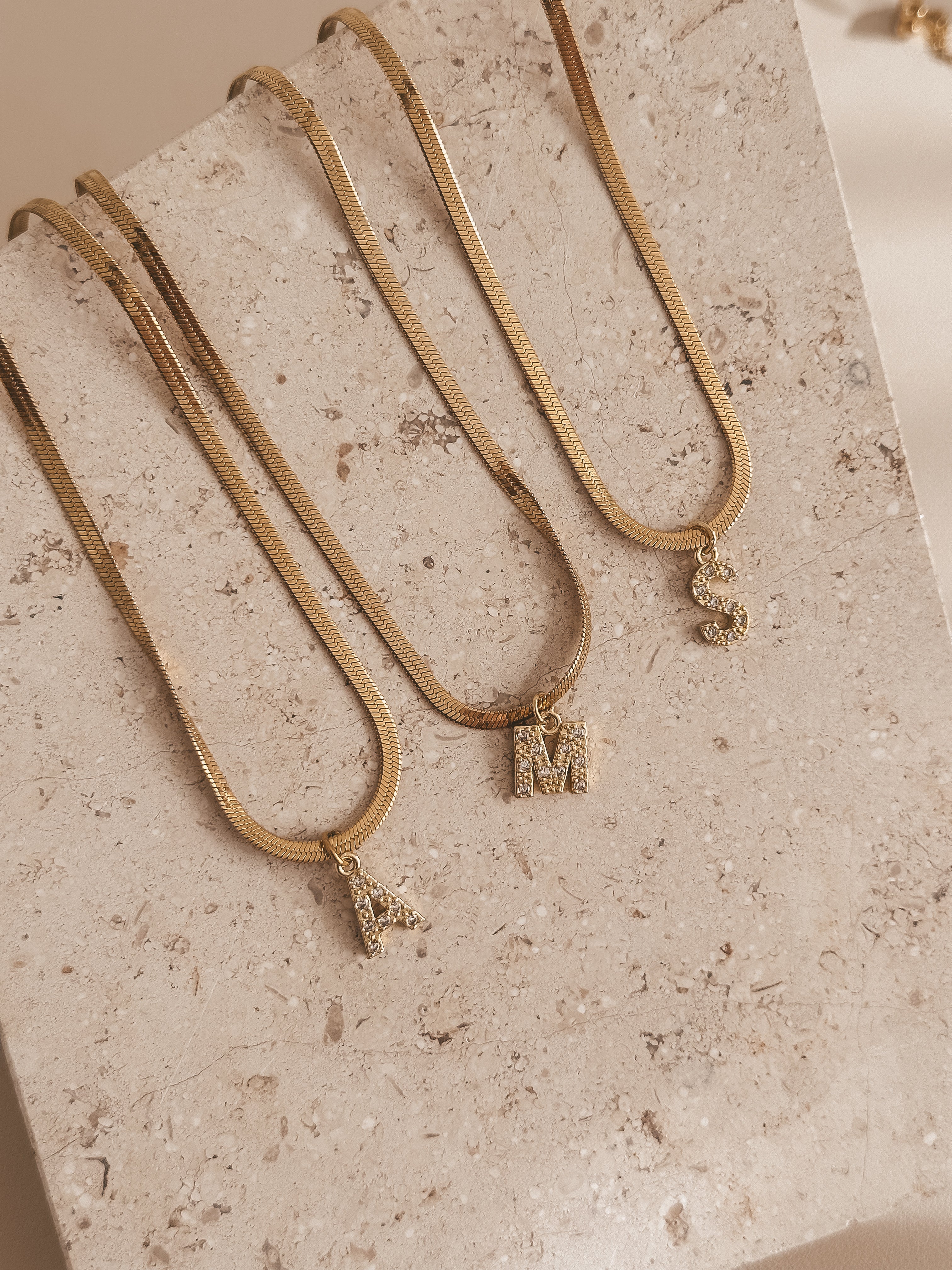 Matilde - Herringbone Initial Necklace
