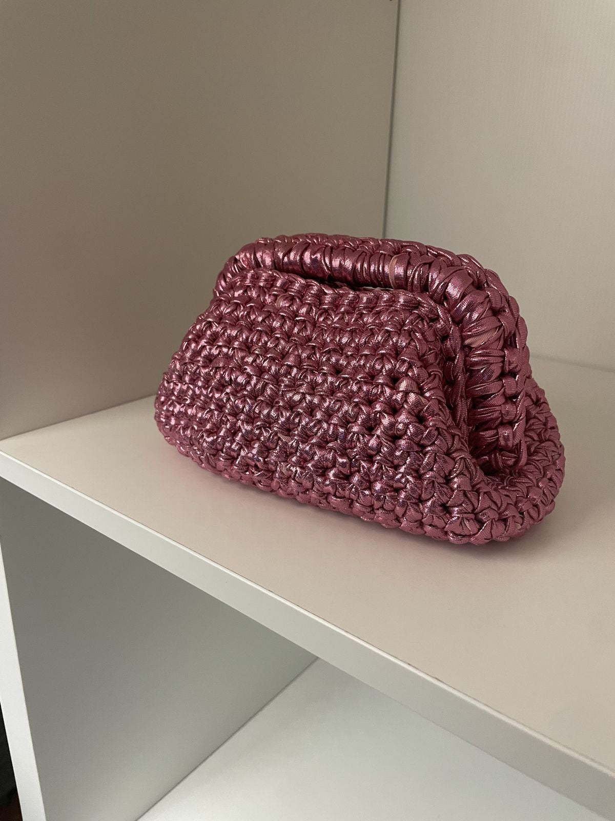 Pink Woven Clutch