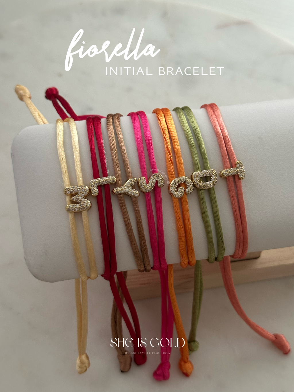 Fiorella Hilo Initial - Satin Bracelet