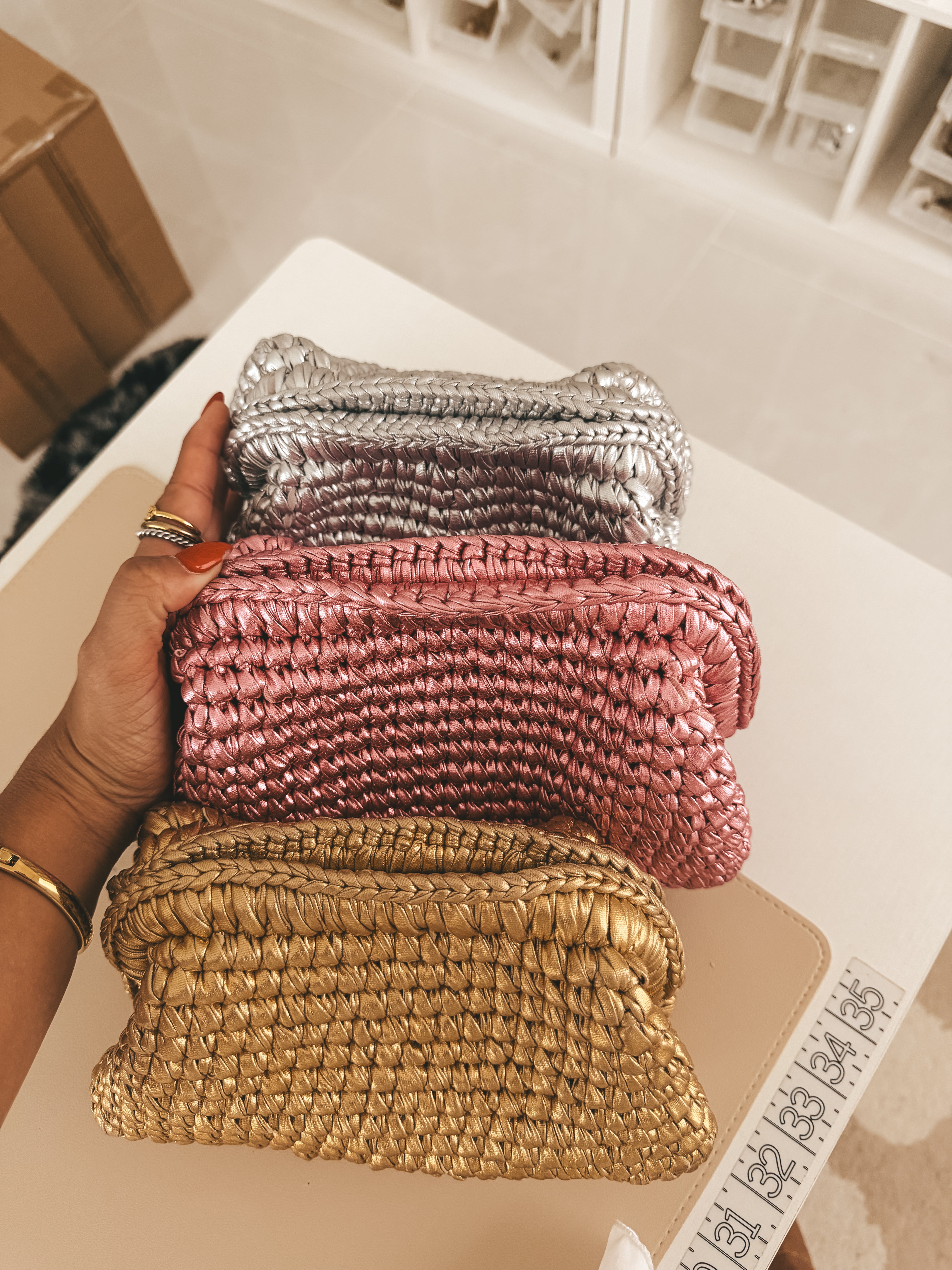 Silver Woven Clutch