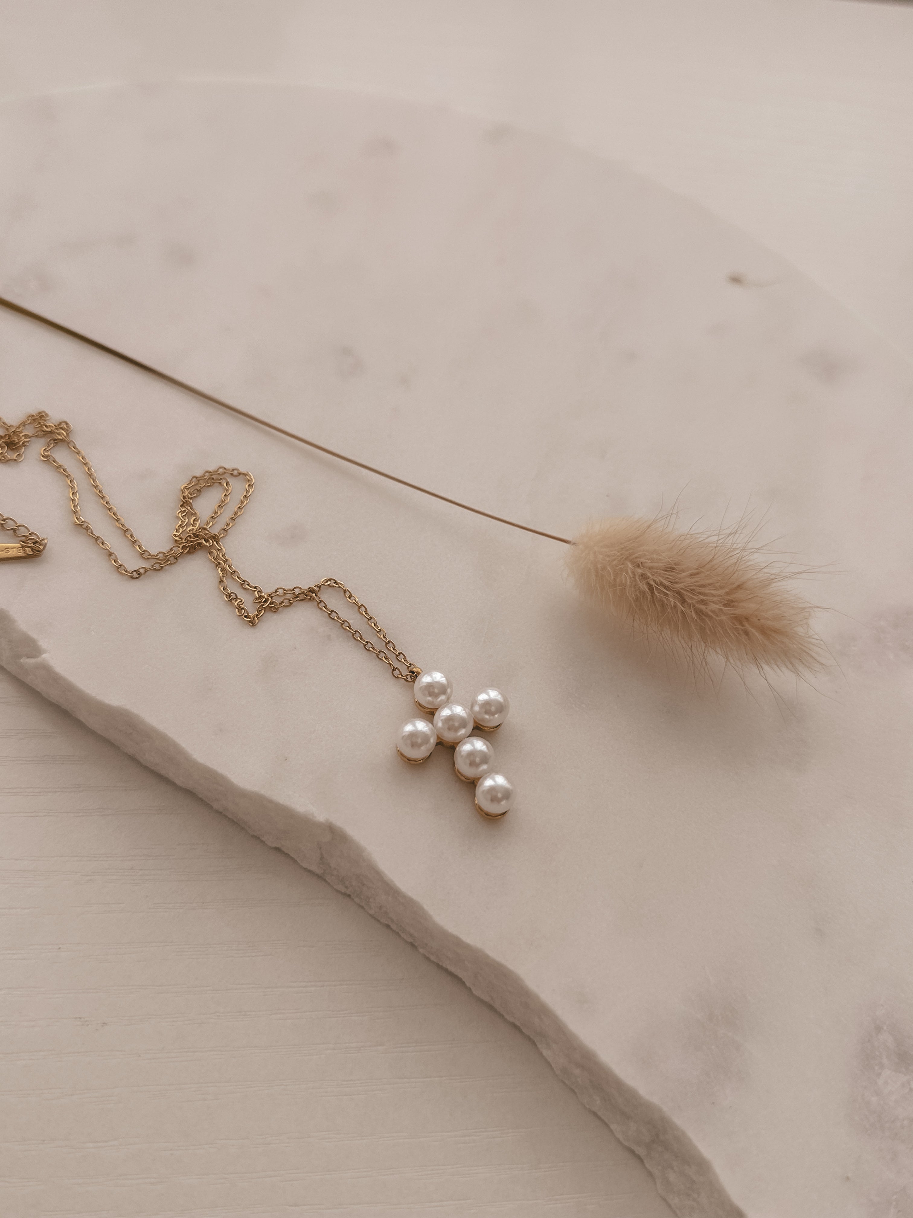 Yoann Pearl Cross Necklace