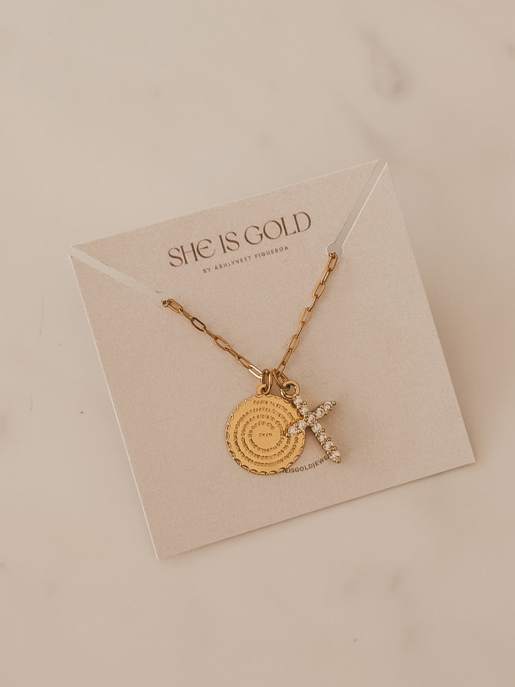 Padre Nuestro Mini Coin Necklace