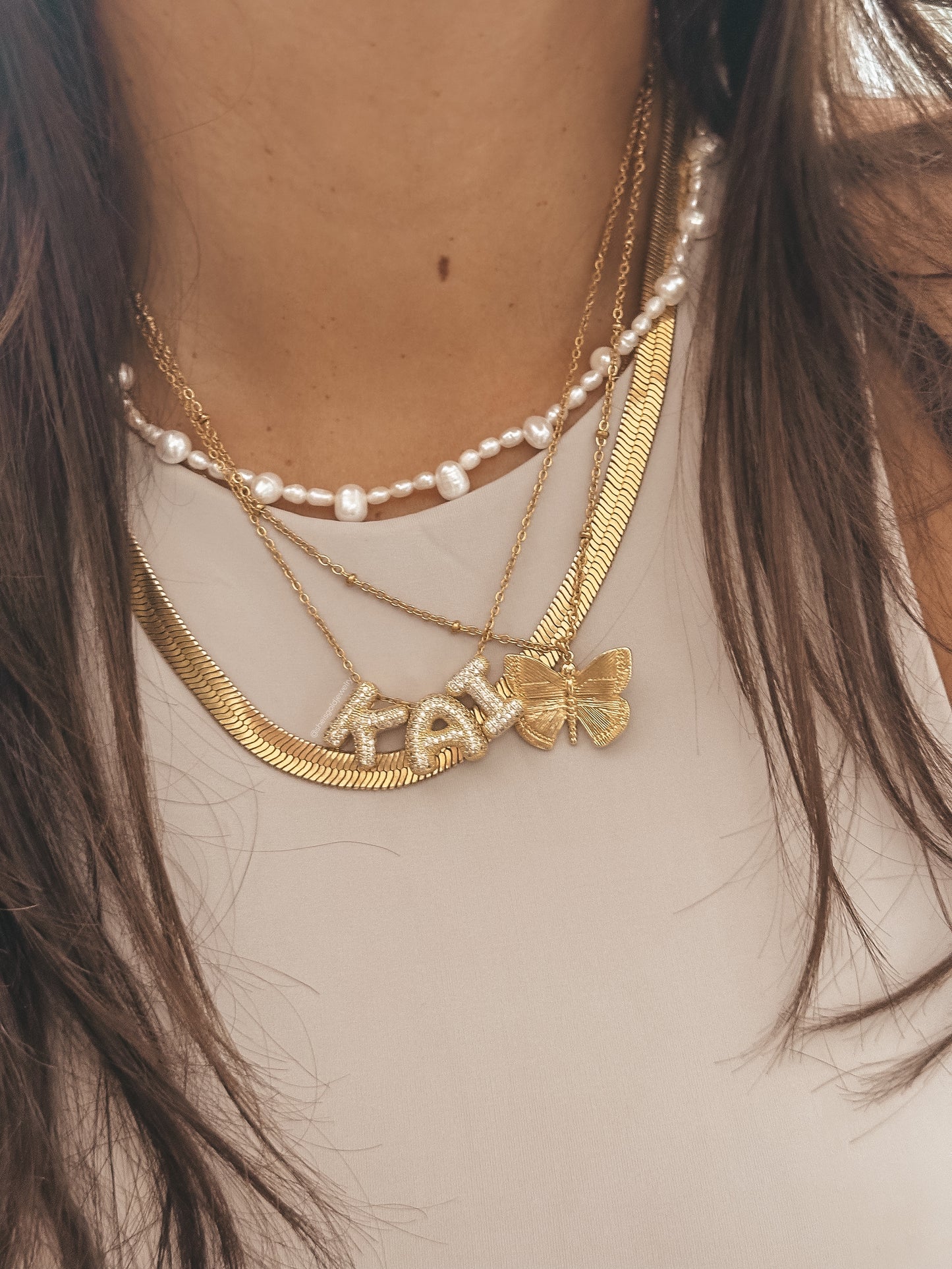 Mini Bubble Name Necklace - Gold