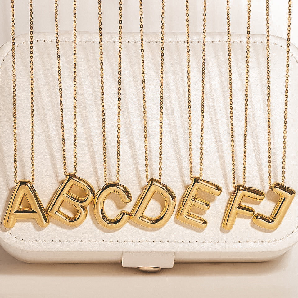 Golden Bubble Initial Necklace