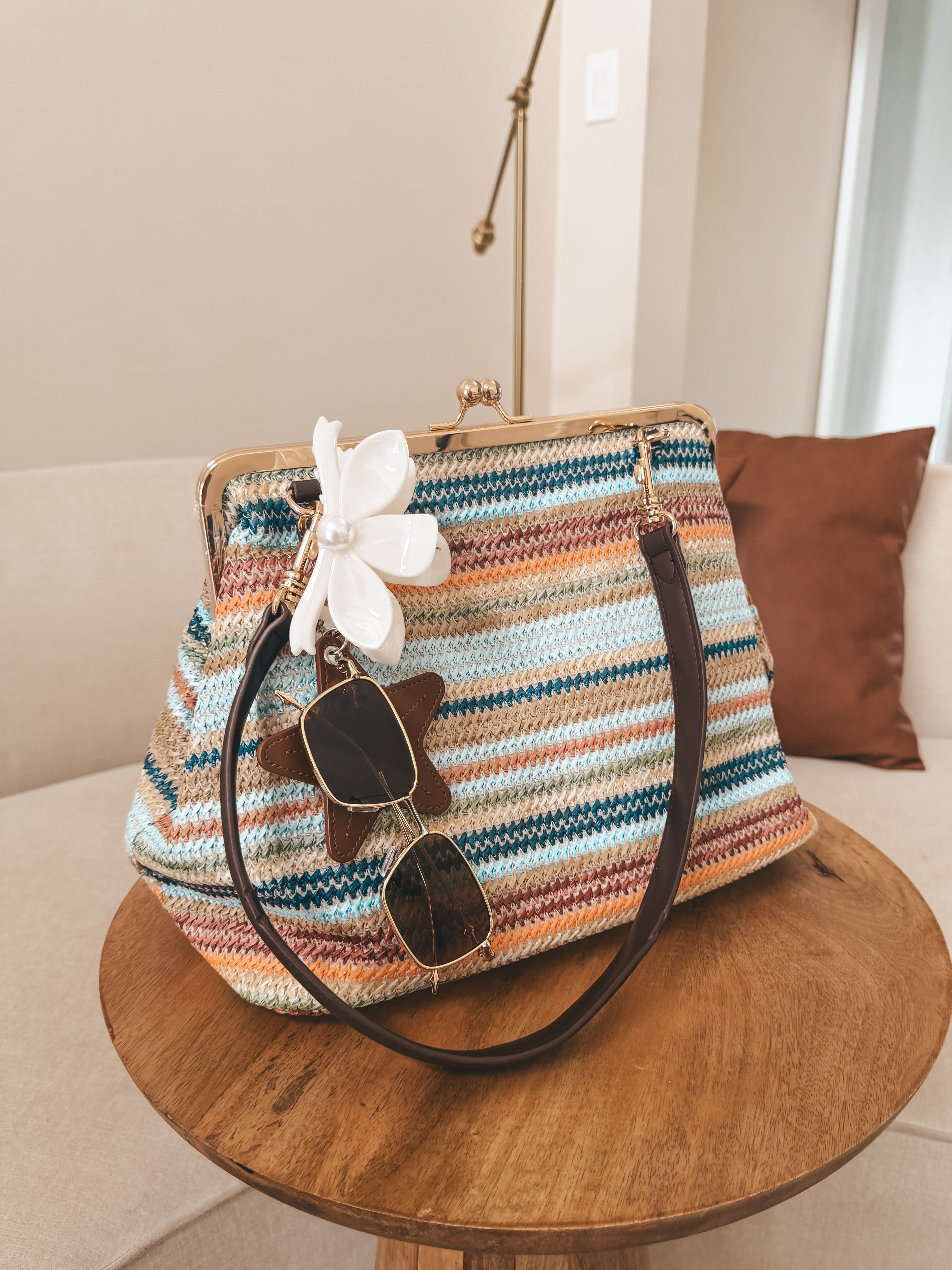 Crescent Rainbow Straw Bag - Big