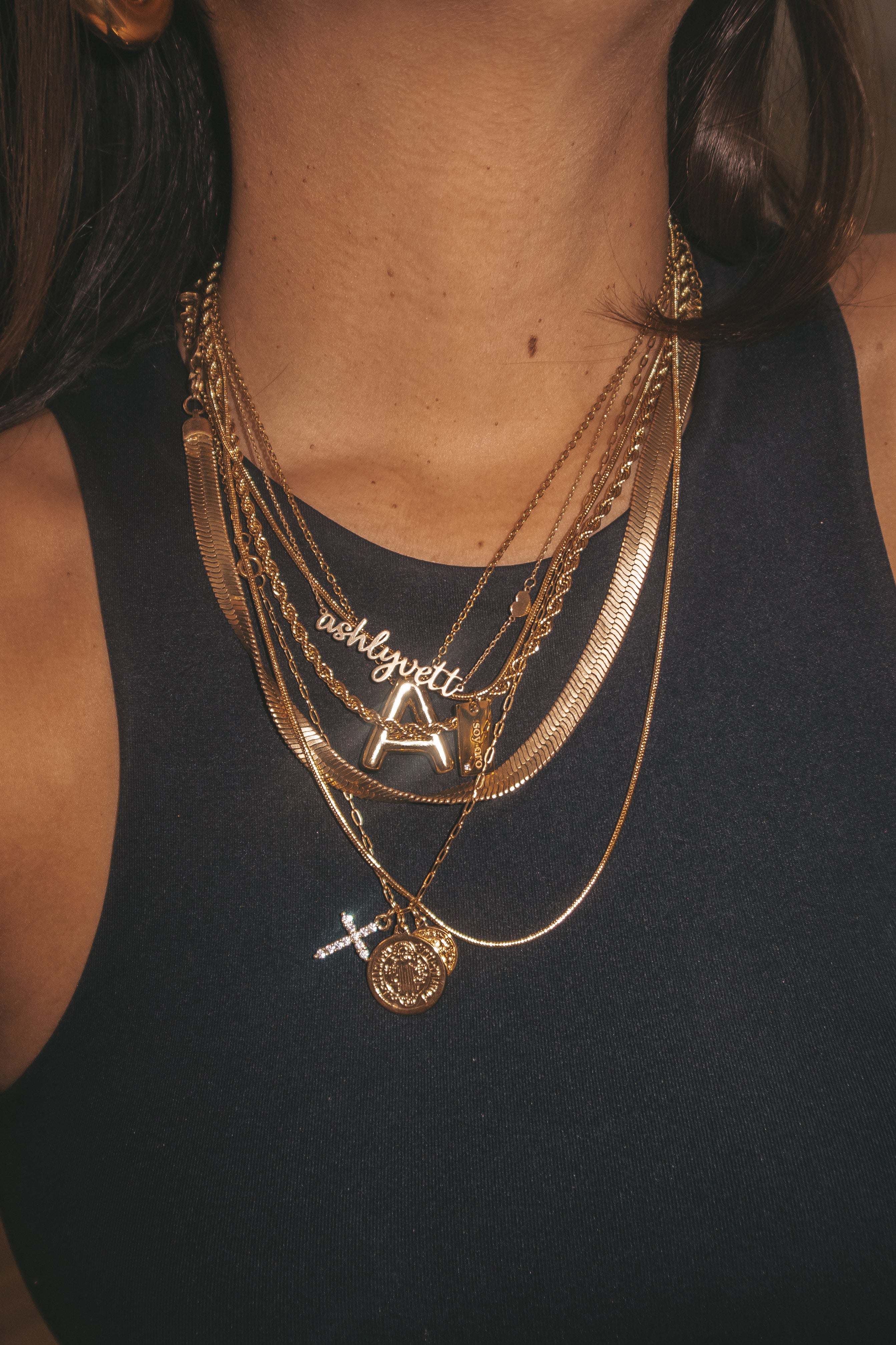 Solid Bubble Initial Necklace