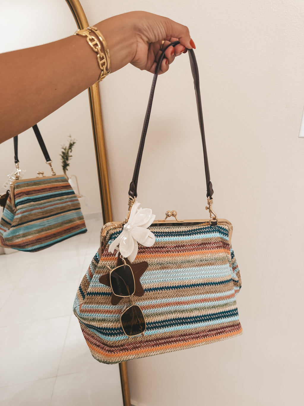 Vintage Rainbow Kiss-Lock Bag