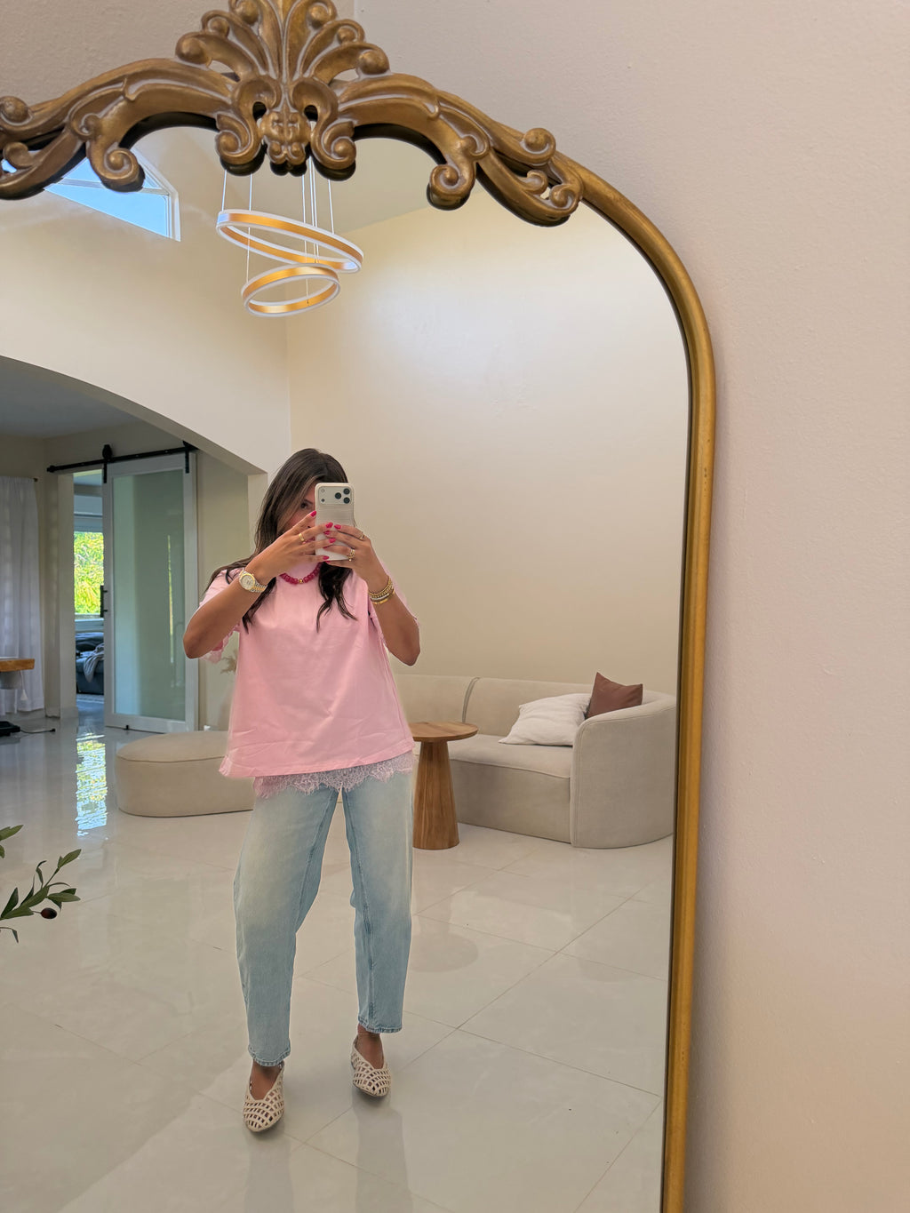 Pinky Lace Top