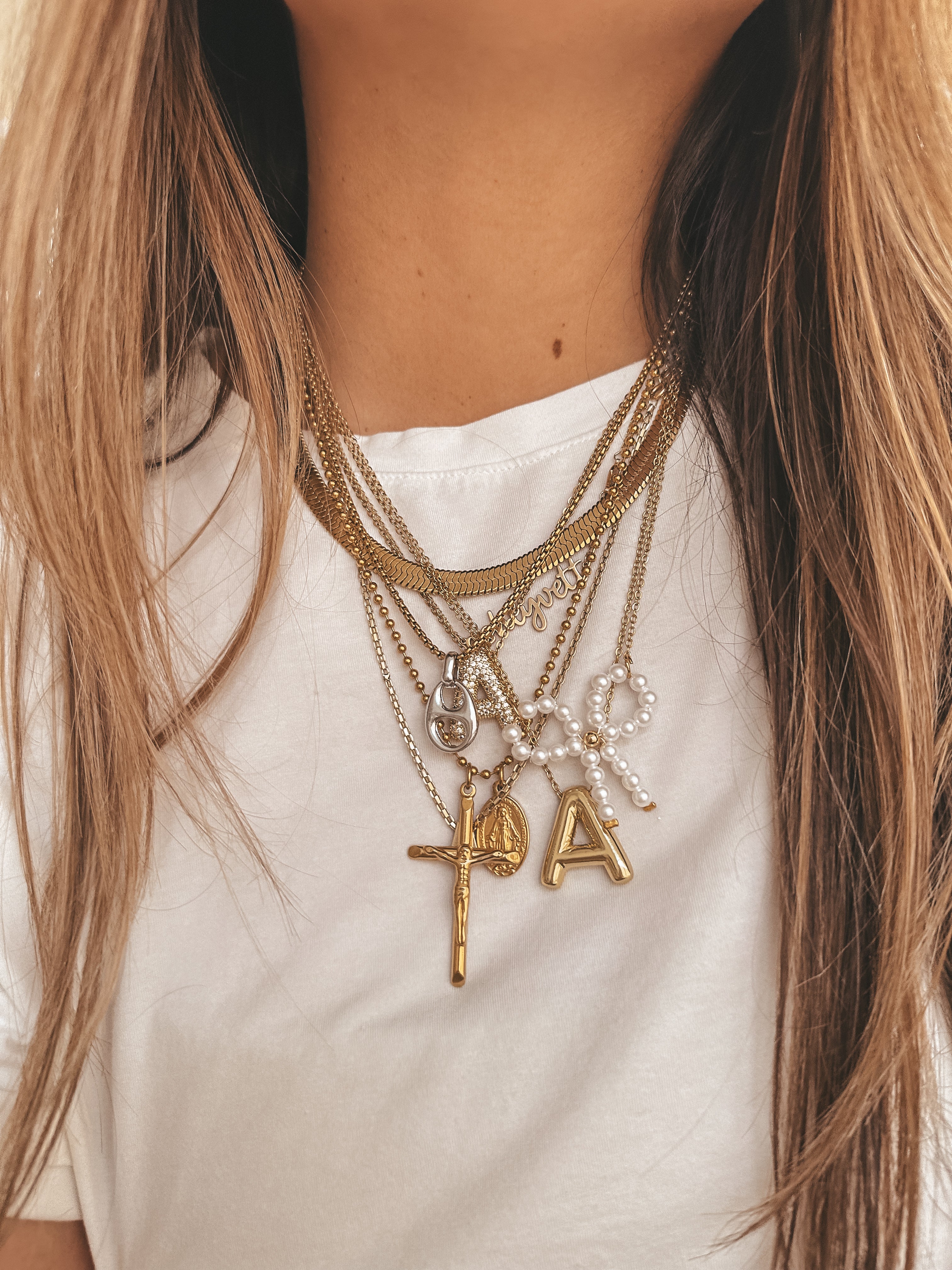 Solid Bubble Initial Necklace