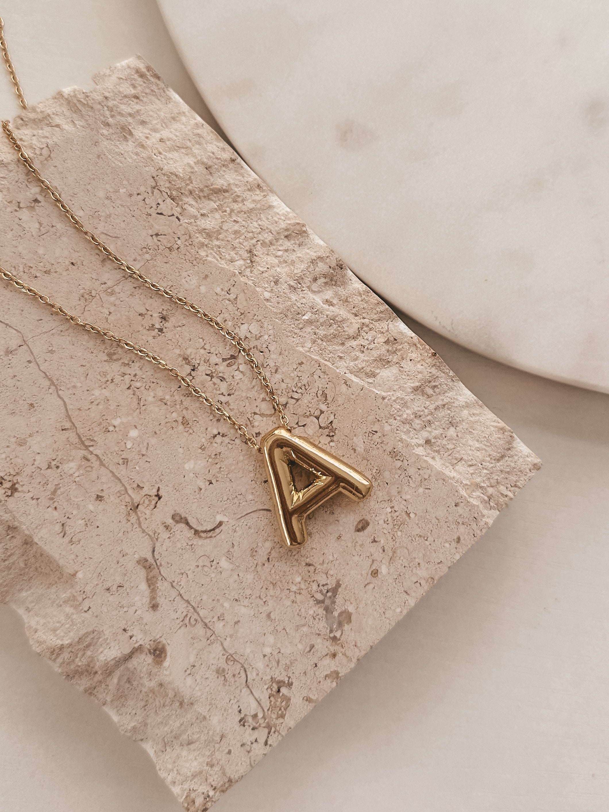 Solid Bubble Initial Necklace