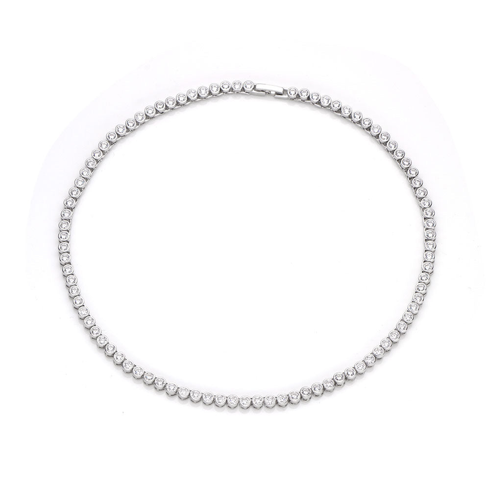 Jordyn Silver Iced Bubble Tennis Necklace