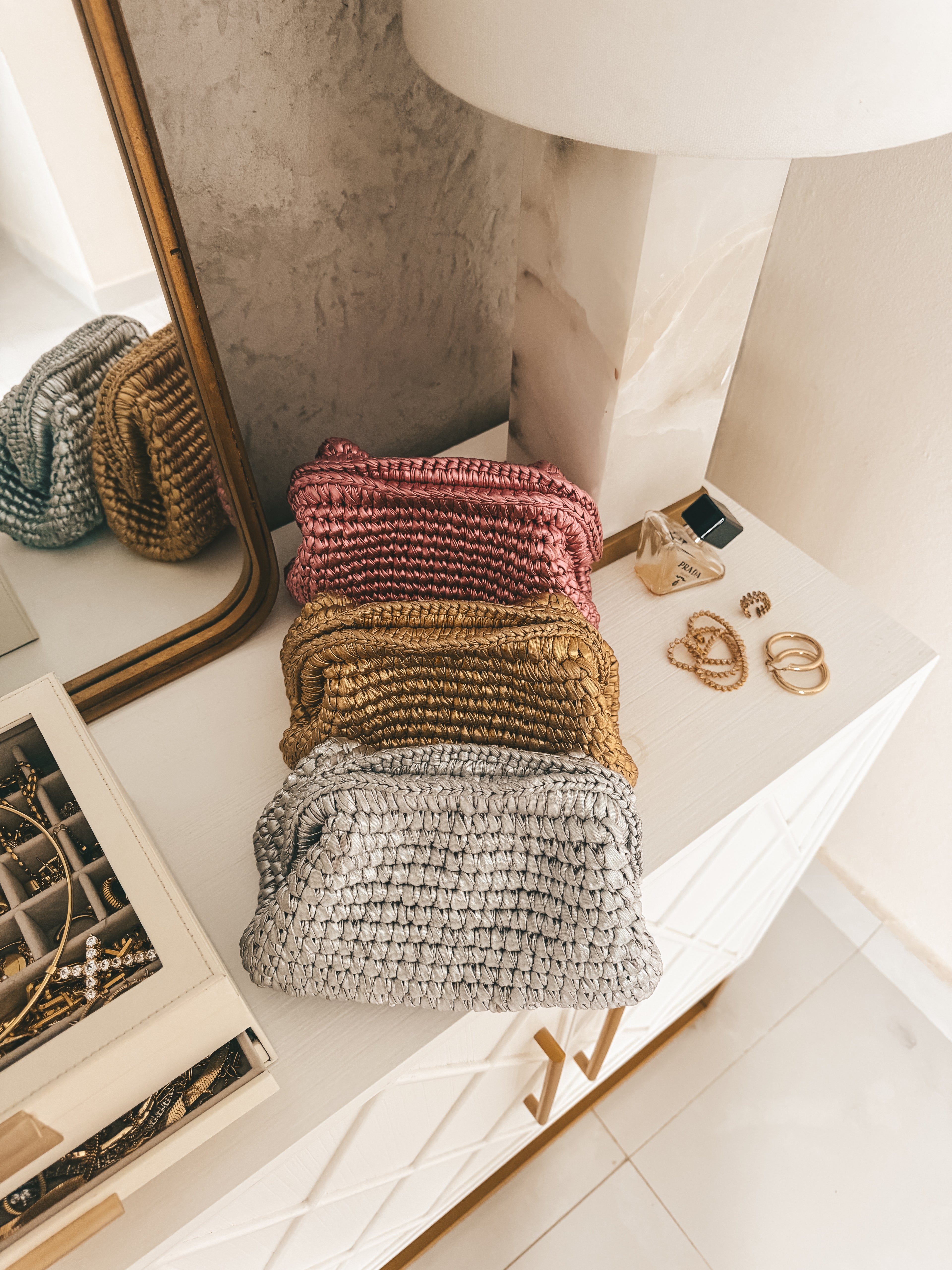Silver Woven Clutch