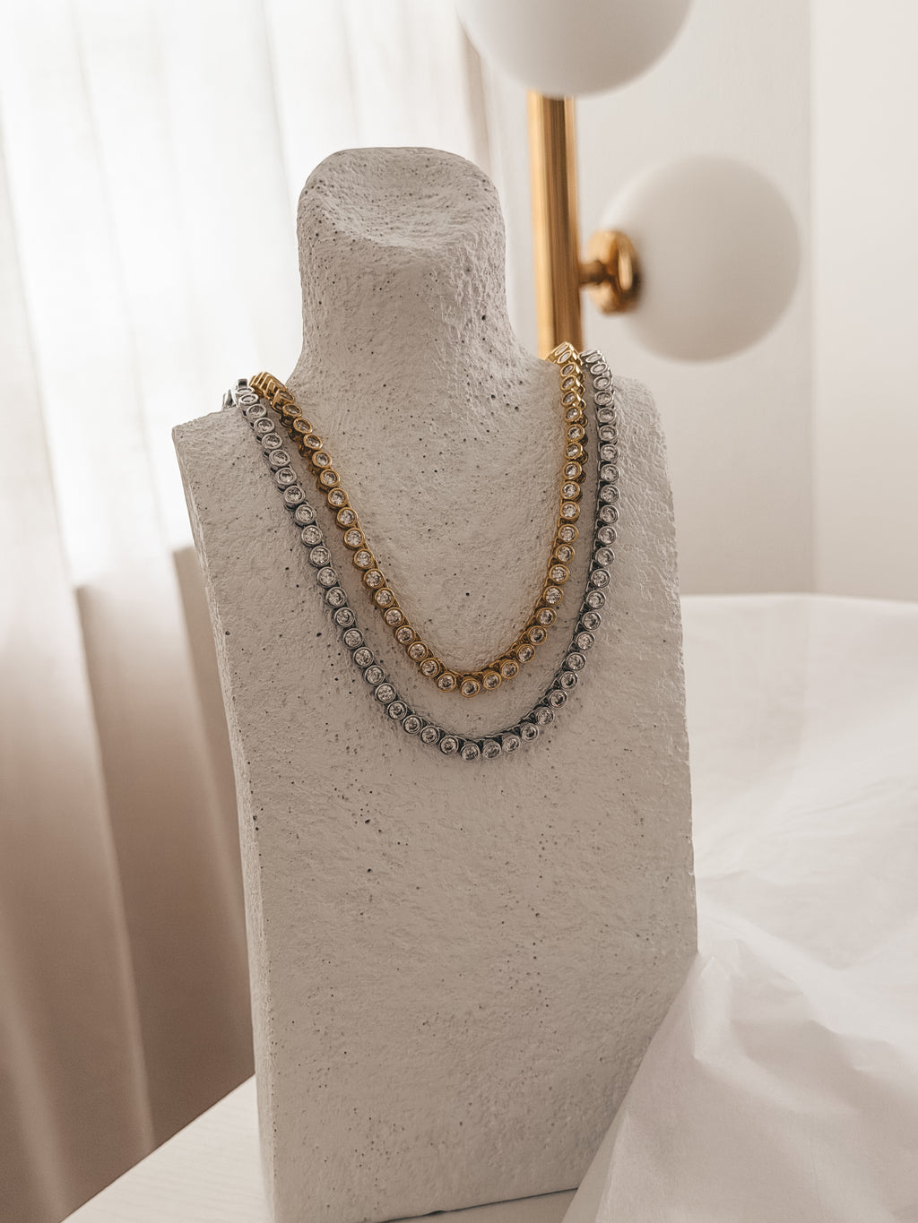 Jordyn Silver Iced Bubble Tennis Necklace