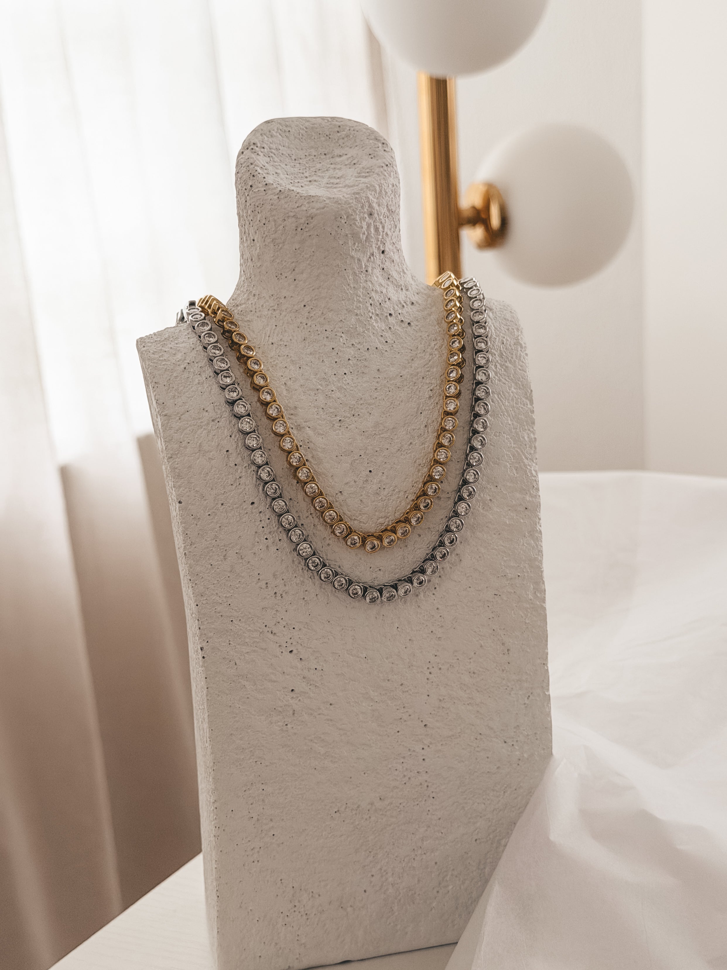 Jordyn Silver Iced Bubble Tennis Necklace