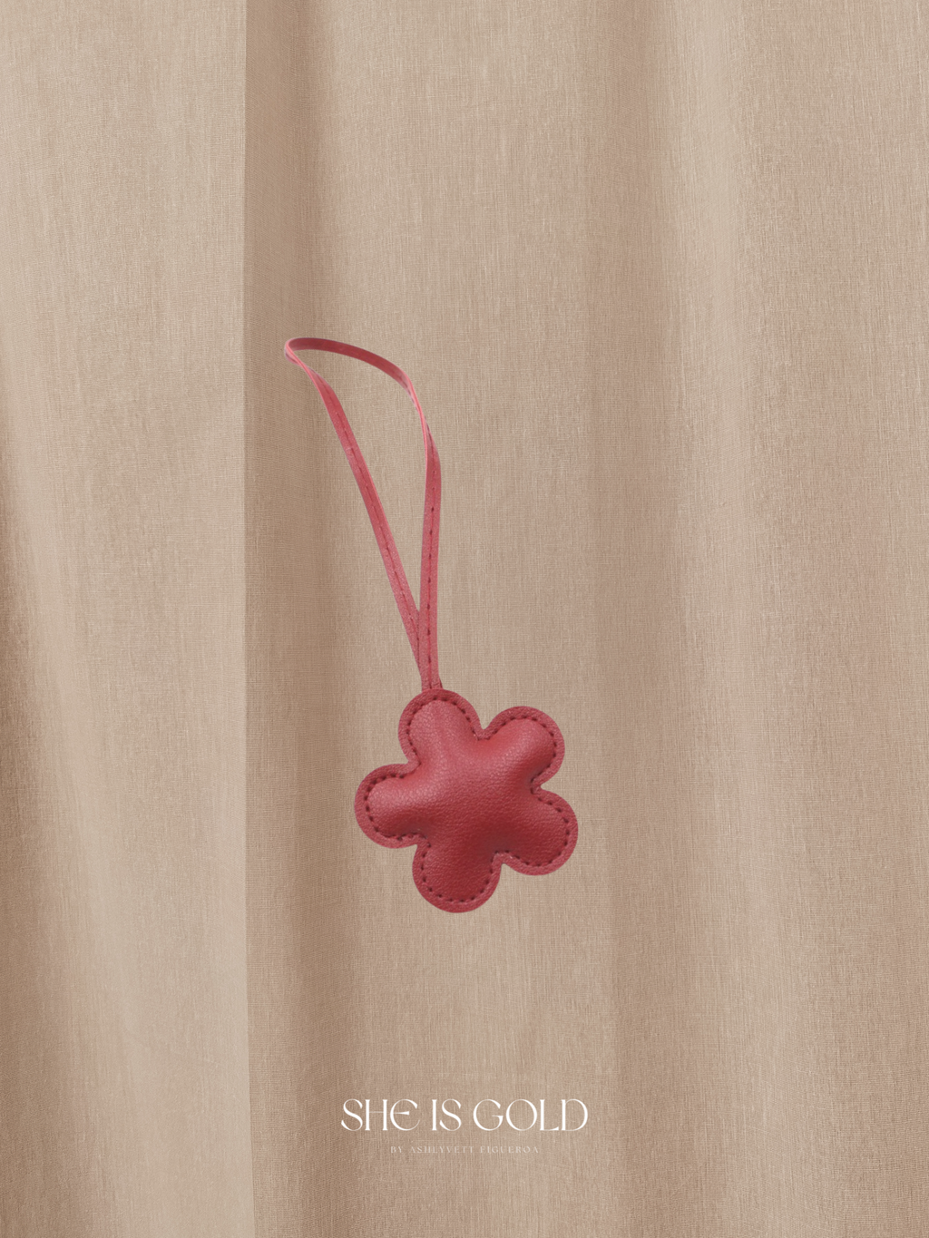 Wine Red Flower Bag Charm