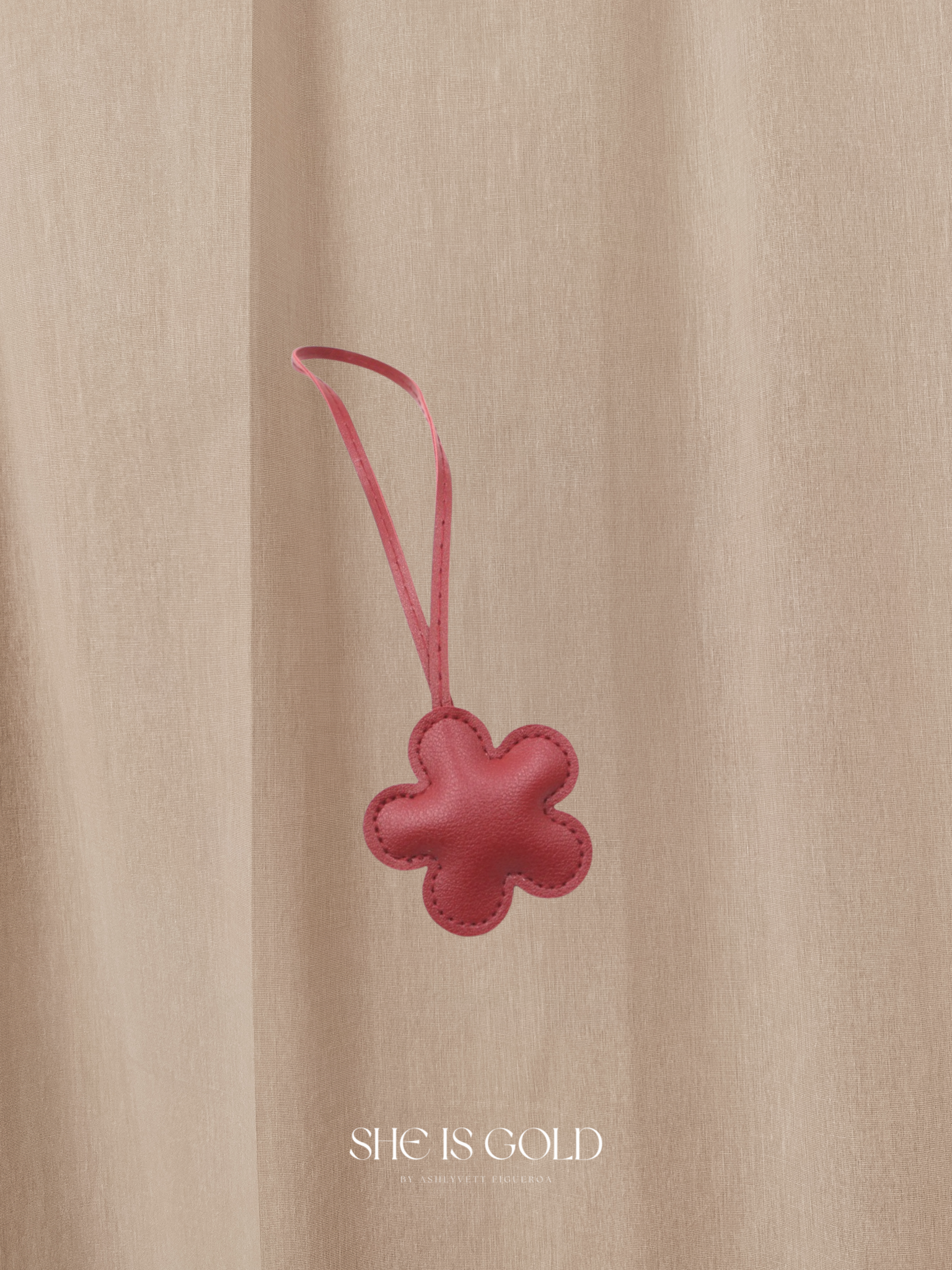 Wine Red Flower Bag Charm