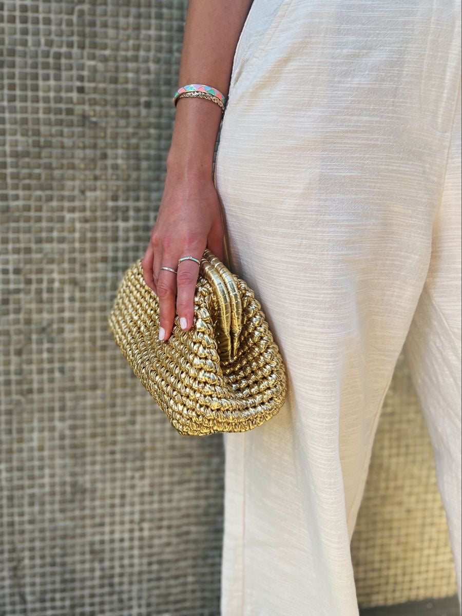 Gold Woven Clutch